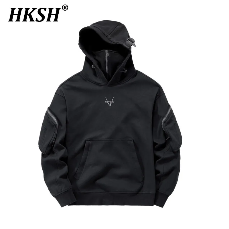 HKSH Men\'s Tide Dark Spring Autumn New Functional Punk Style Face Mask Hooded Sweatshirt Niche Design High Sense Hoodies HK0186