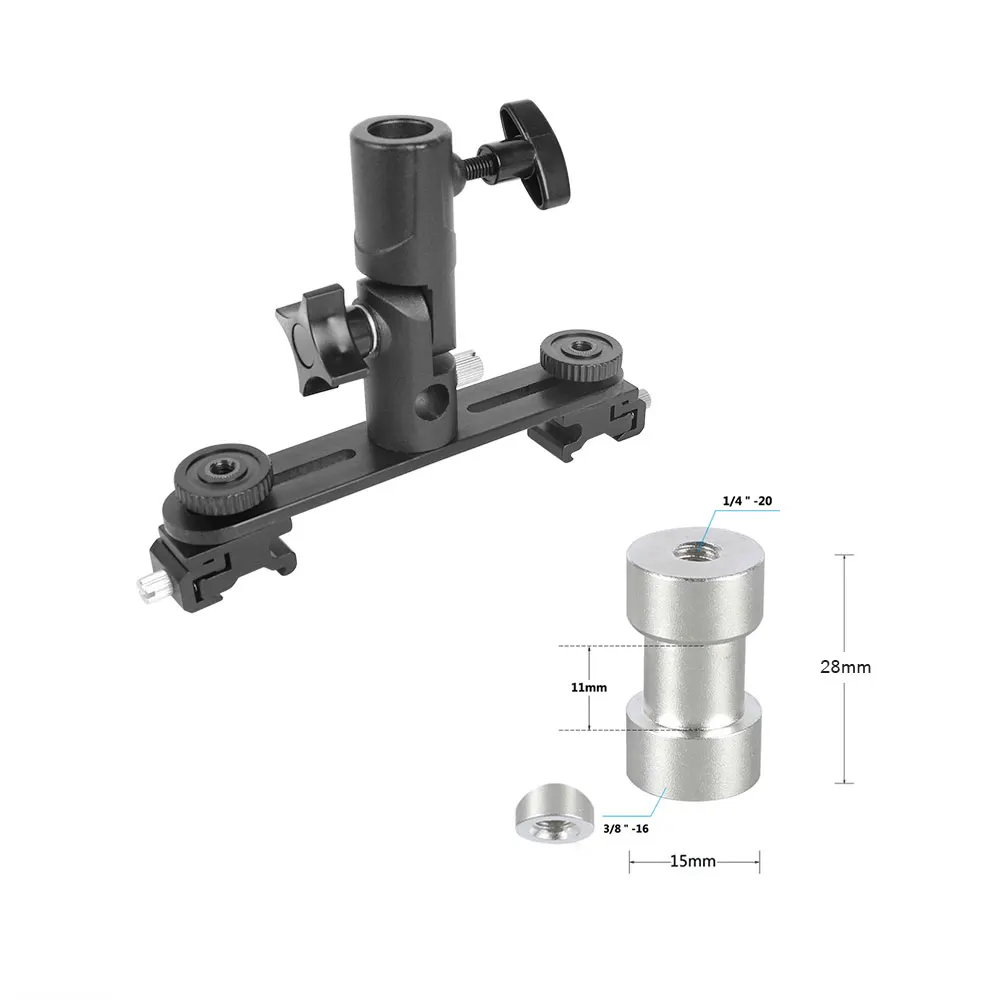 HDRiG-Soporte de zapata fría para Flash, accesorios de estudio fotográfico con 2 Zapata caliente para Flash Speedlight