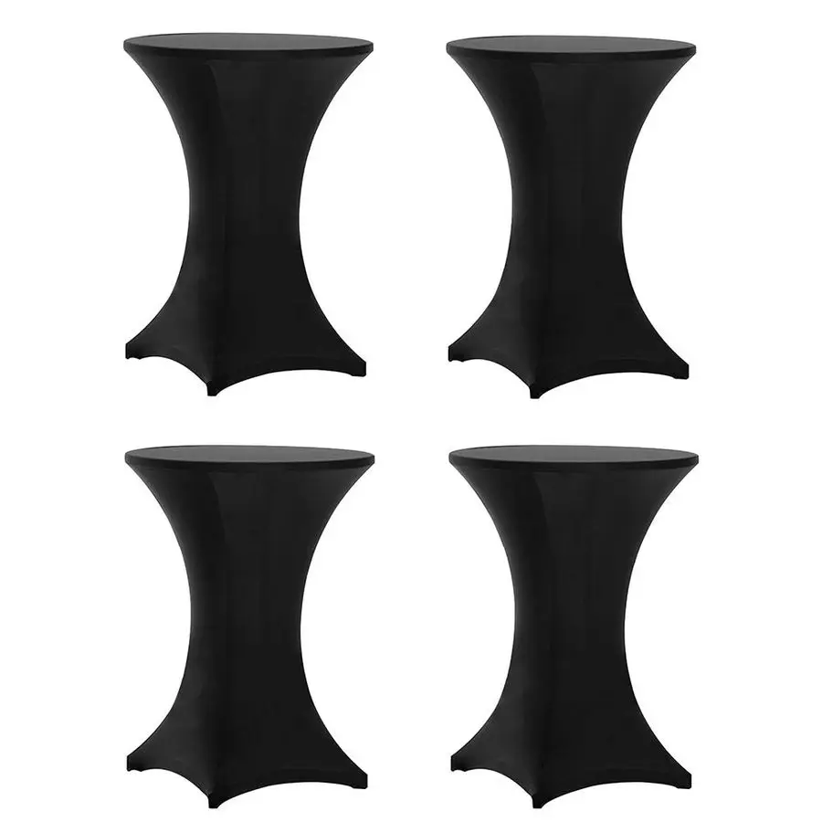

4 Pack 30x42 Inch Highboy Spandex Cocktail Table Covers, Black, Fitted Stretch Cocktail Table Tablecloth for Round Tables