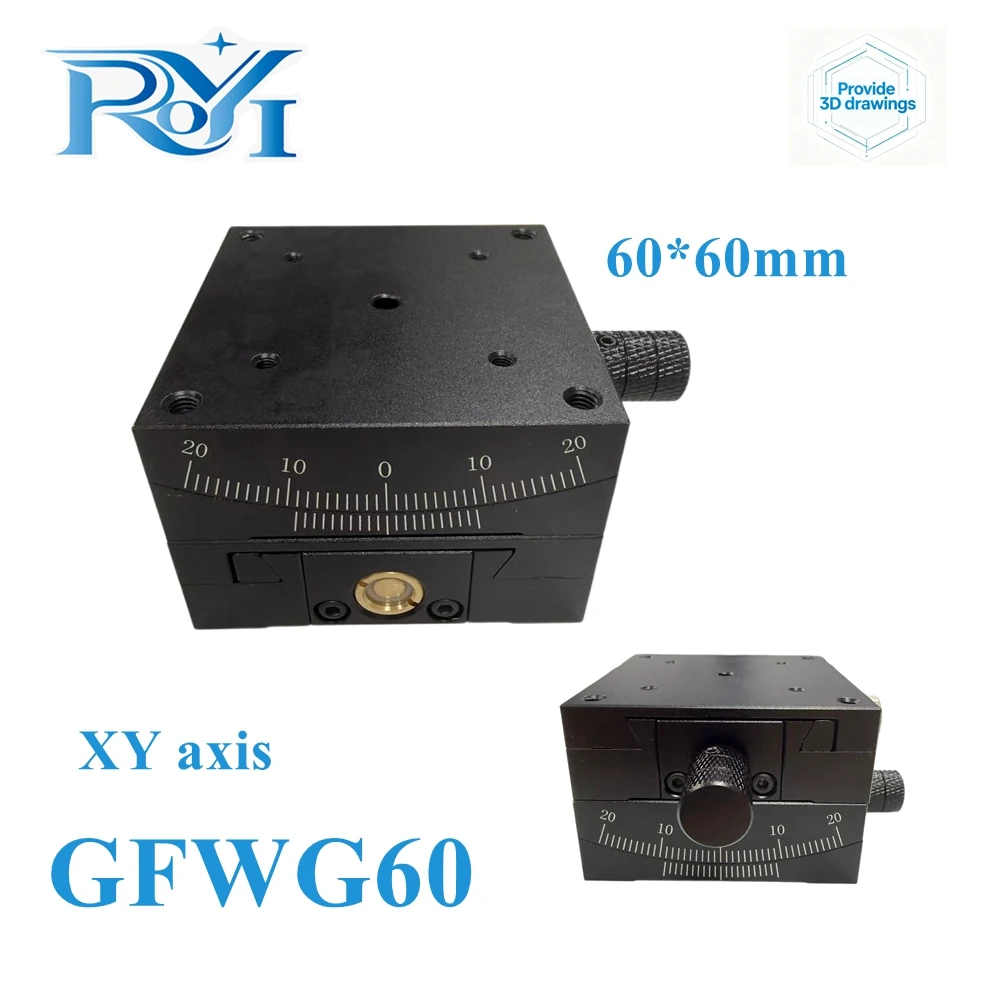XY Axis 40/60mm Manual Goniometer Stage GFWG40/60 Precision Angle Sliding Table Radian Swing Displacement Platform for Optical