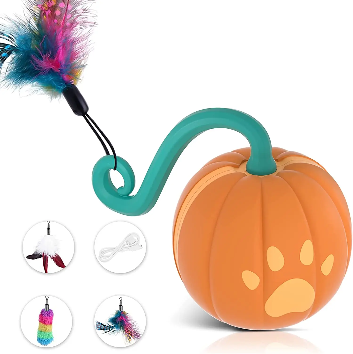 Automatic Cat Toys,Cat Toys for Indoor Cats with LED Colorful Light USB Rechargeable, 360° Rotating Electric Cat Toy Kitten Toys