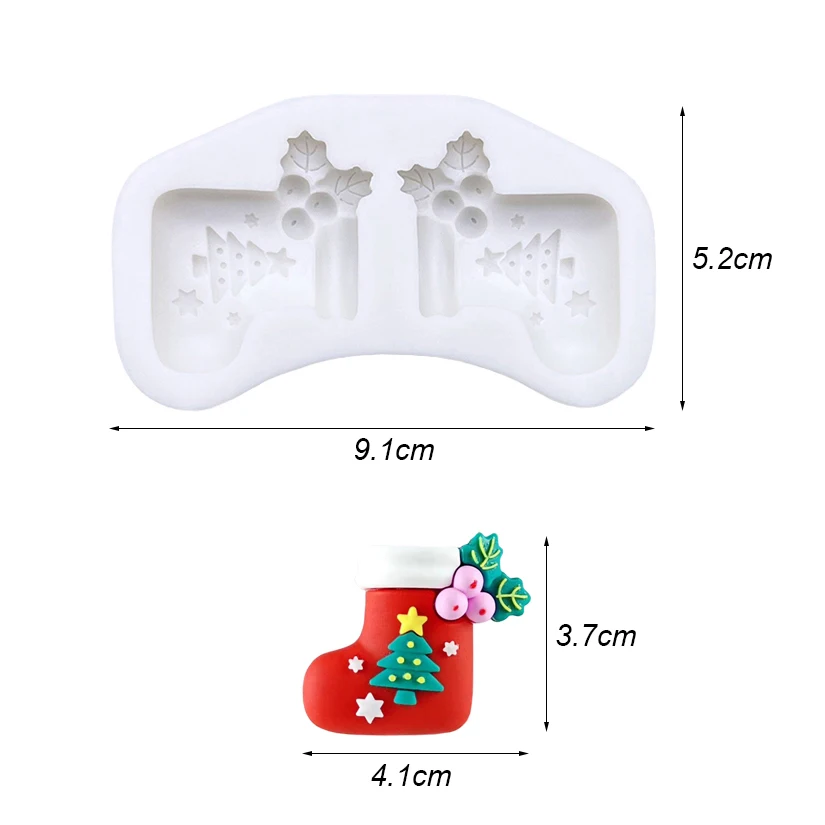 Christmas Stocking Tree Silicone Sugarcraft Mold Cupcake Baking Mould Fondant Cake Decorating Tools