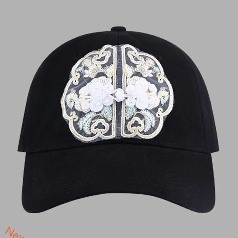 Chinese Knot Button Baseball Caps for Girl Eye Catching Travel Gathering Visor Hat for Teens Driving Hiking Visor Hat LXAD