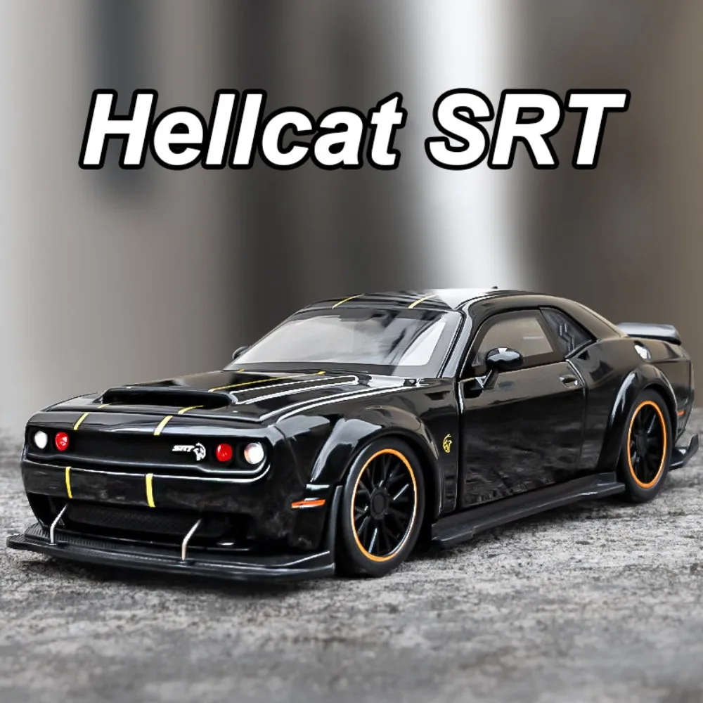 

1:32 Hellcat SRT Tomahawk Alloy Diecast Model Toys Car Rubber Tire Pull Back Front Wheel Steering Vehices Friend's Holiday Gifts
