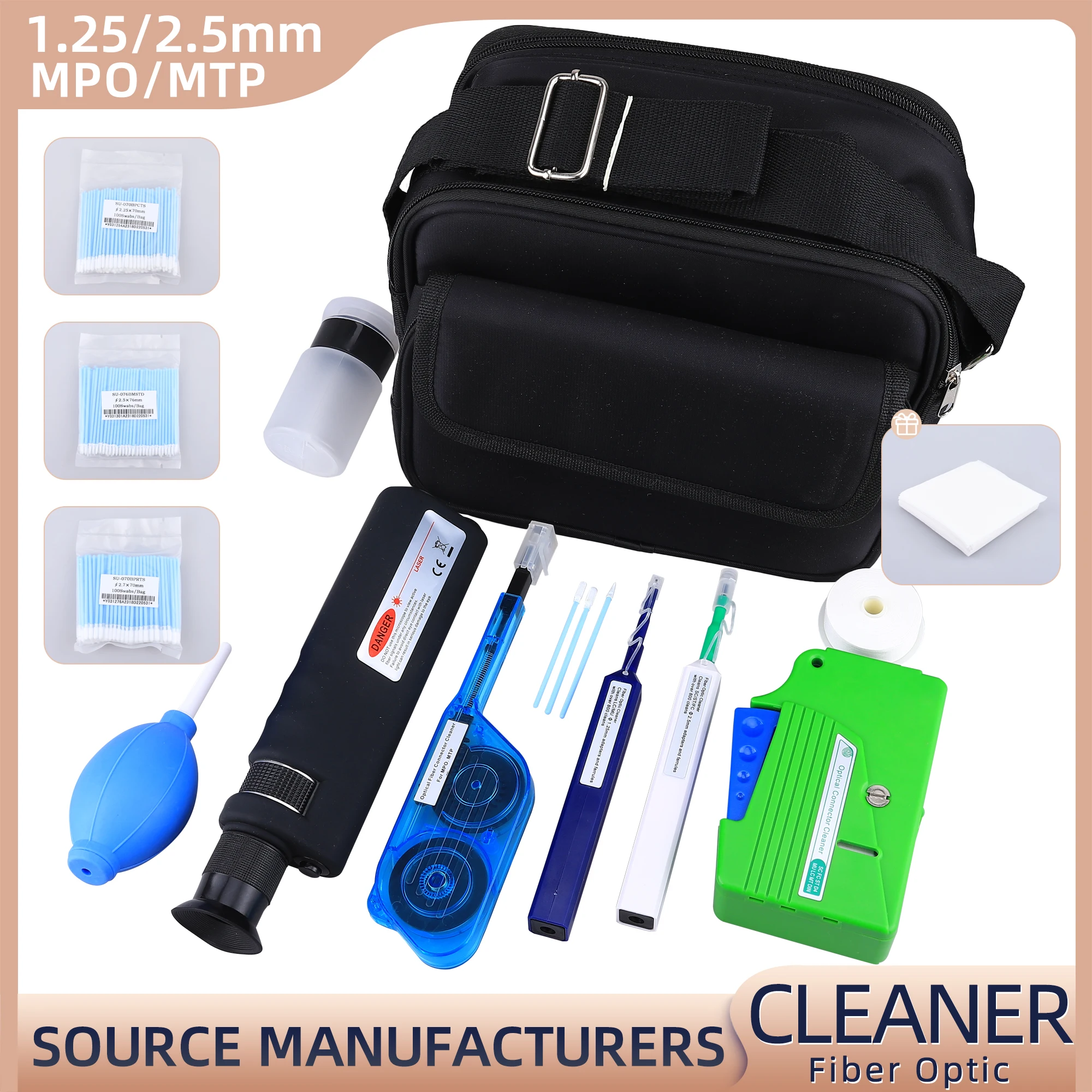 Fiber Cleaning Tool Cassette for FC SC ST LC MU MPO Connectors Microscope 400 Times Optic  Kit