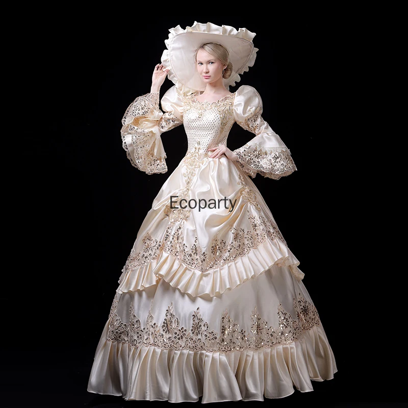 

Customized Vintage Pale Yellow Prom Dresses Elizabethan Costume French Court Queen Victoria Formal Occasion Evening Gowns robe