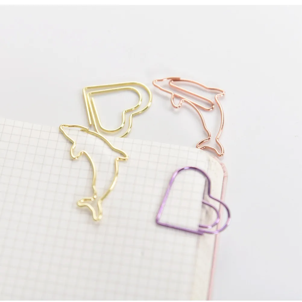 20Pcs Creative Heart Shape Metal Paper Clips Sturdy Note Clips Photo Bookmark Office Clamp Reliable Paper Clamp for Documents