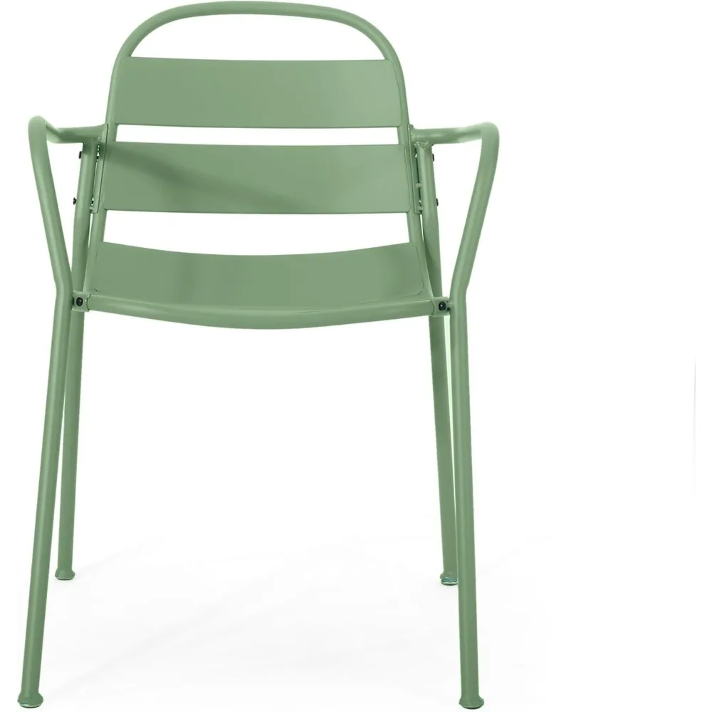 Thrra Nova Conjunto de bistrô ao ar livre de 3 peças, móveis modernos de ferro para pátio com 2 cadeiras de ripas e mesa redonda resistente às intempéries