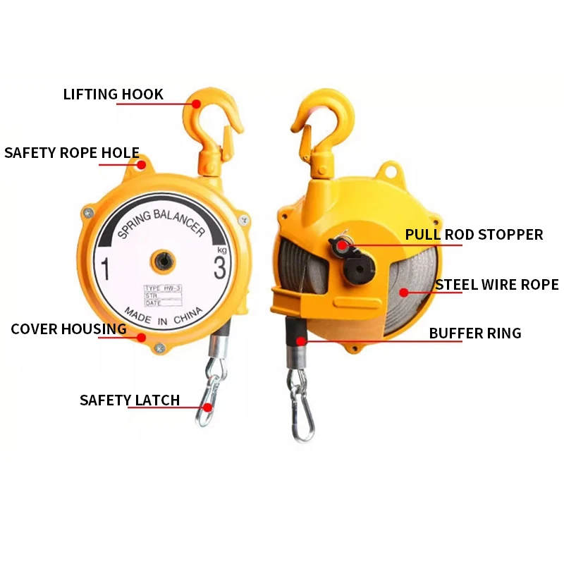 Spring Balancer Tower Spring Balancer Crane 1-3KG Spring Lifter Heavy-Duty Steel Wire / Alloy Housing Welding Aid for Accessorie