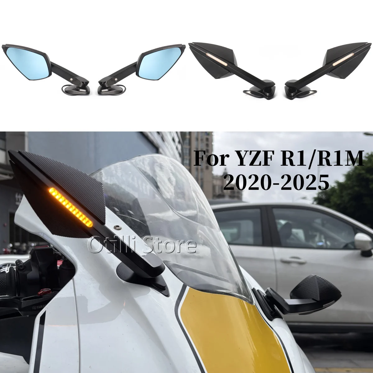

New For Yamaha YZF R1 M YZF-R1M Motorcycle Rearview Mirrors With LED Turn Signal Light Side Mirror 2020 2021 2022 2023 2024 2025