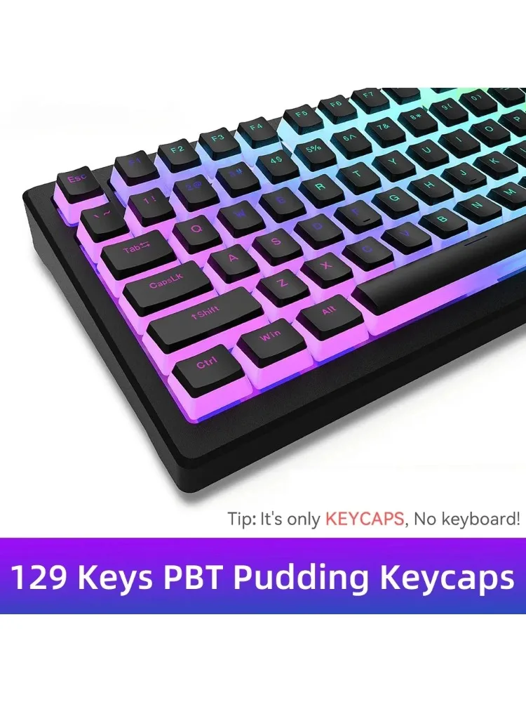 Nowe Pudding PBT Keycapy 129 Klawiszy Double Shot Translucent do Klawiatur Mechanicznych RGB 60% 80% 100% Layout Profil OEM — zdjęcie produktu 7