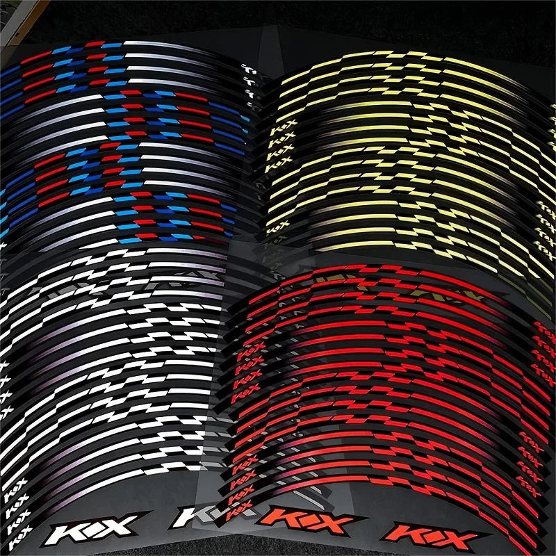 For Kawasaki KX250 21+19 Inches Reflective Motorcycle Accessories Wheel Tire Modification Sticker Hub Decals Rim Stripe Tape