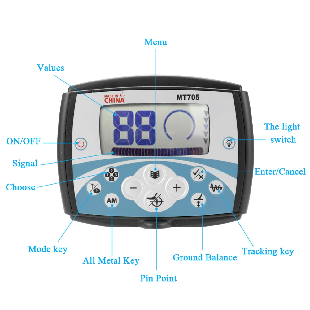 MT705 Metal Detector Pinpointer, Waterproof Search Coil, Detectores de ouro, Treasure Hunter, Tracker Finder, 270mm, 18.75kHz