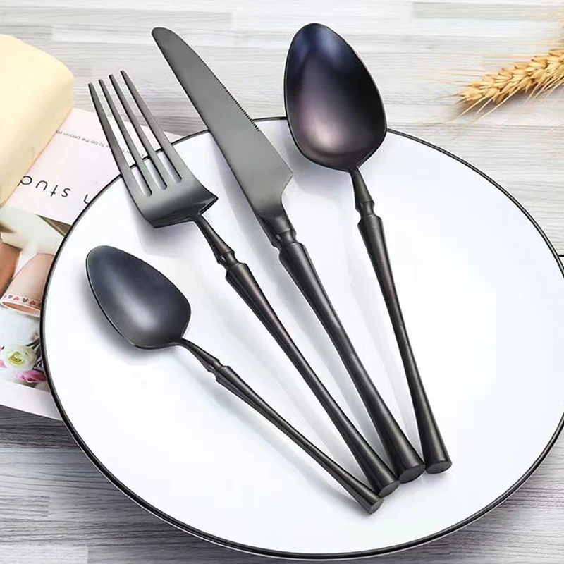 

24/30Pcs Vintage Frost Tableware Cutlery Set 304 Stainles Steel Knife Spoon and Fork Set Matte Dinnerware Kitchen Accessories