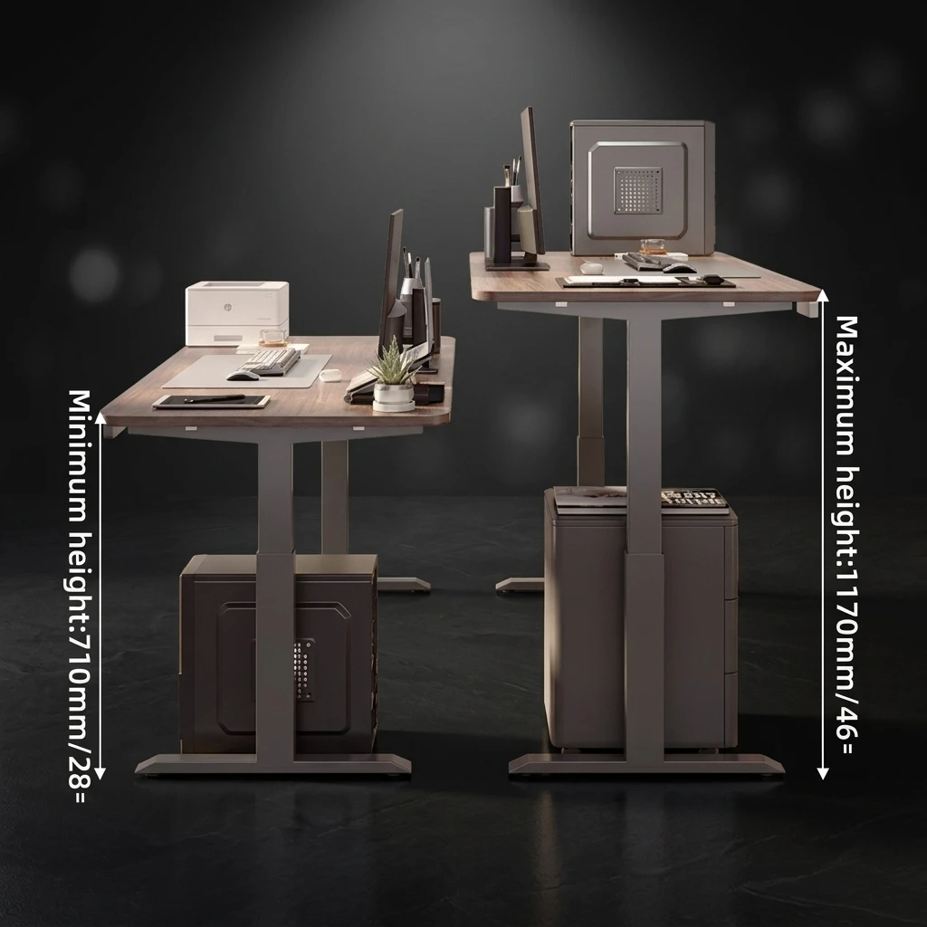 Electric Dual Motor Modern Revolving Height Adjustable Standing Desk Wooden Surface Sit-Stand Office Computer Desk