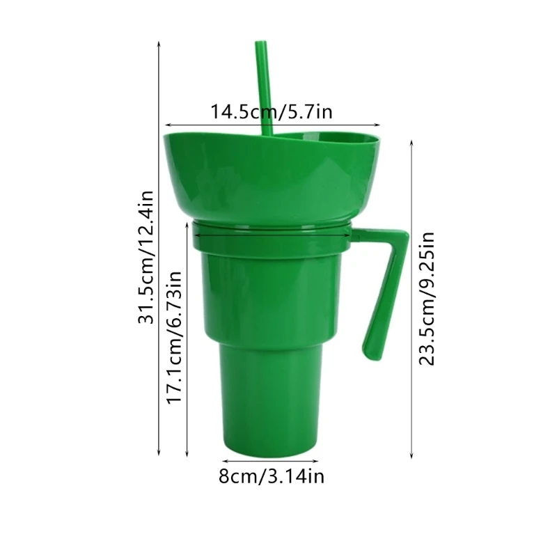 lanche e bebida, tigela bebida combinada multifuncional, recipiente portátil lanche, milho com alça e canudo