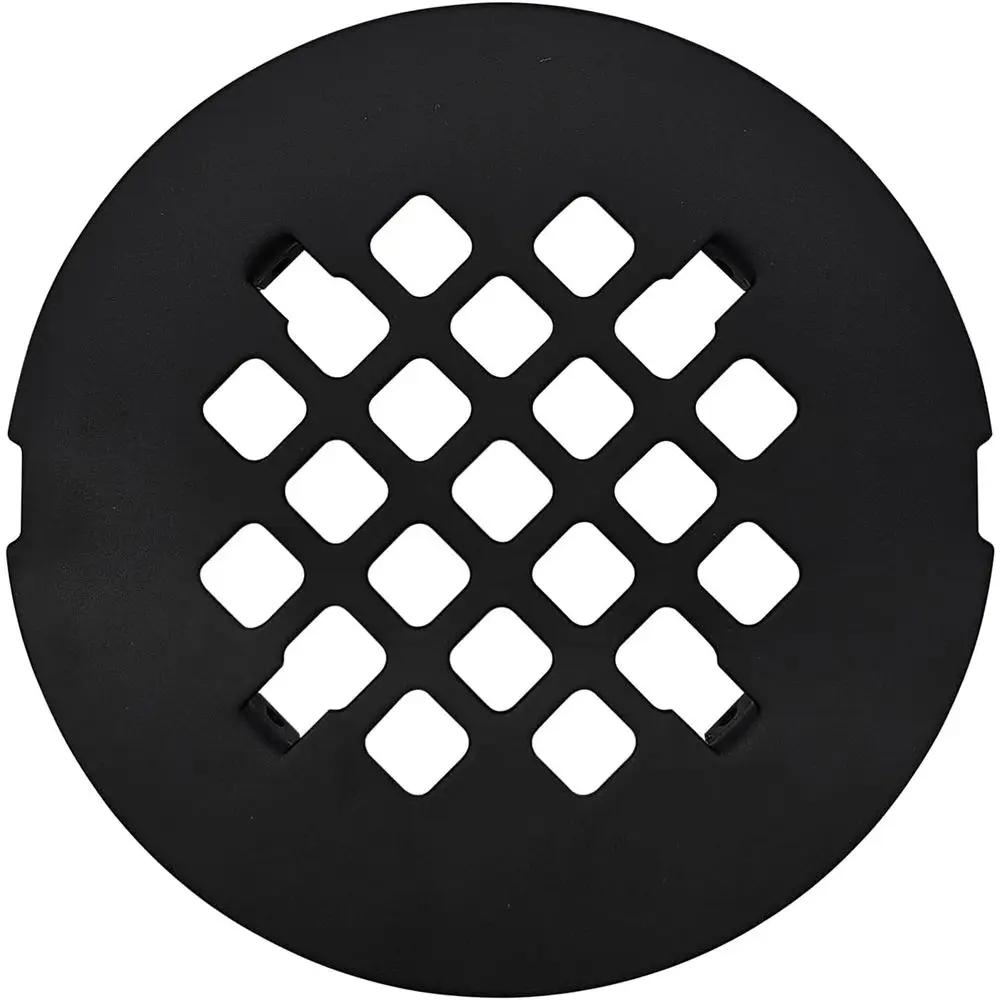 

4.25 Matte Black Shower Drain Cover - Premium Round Grate Replacement - Easy Install, Durable Brass