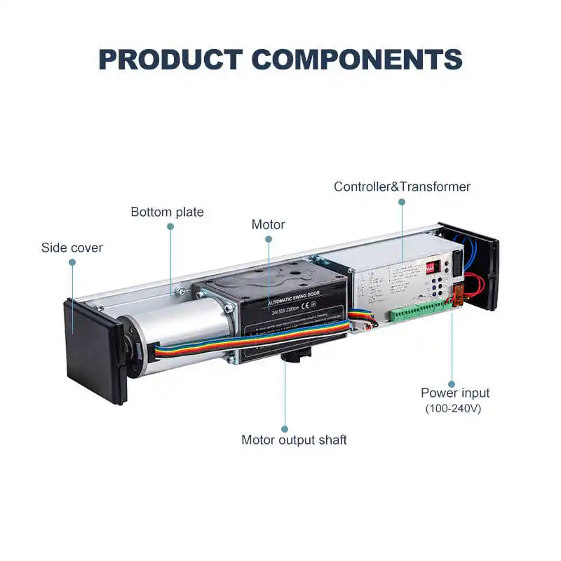 ที่เปิดประตูไฟฟ้าอัตโนมัติแบบ AC110V-240V ที่150kgs ที่เปิดประตูอัตโนมัติพร้อมจอ DC ไร้แปรงถ่าน