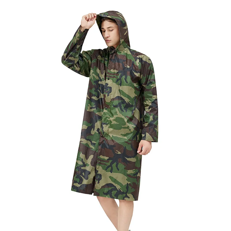 

Raincoat PVC Waterproof Poncho Camouflage Cover Zipper Camping Hoodies Hunting Clothes Bilayer Coat