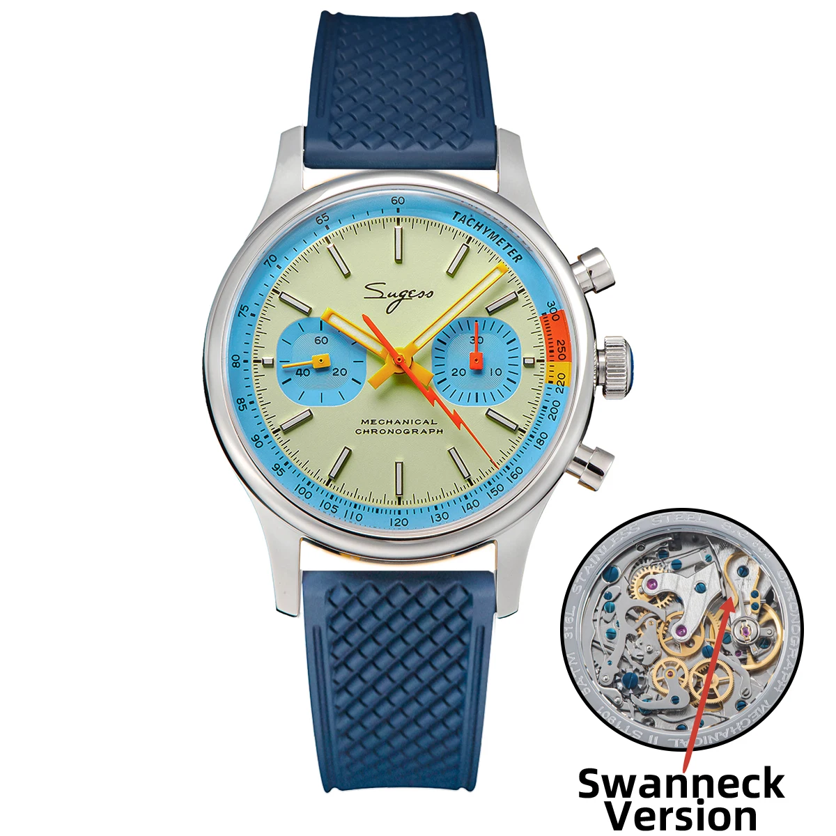 Sugess Watch of Men クロノグラフ機械式腕時計 カモメ ST19 スワン 