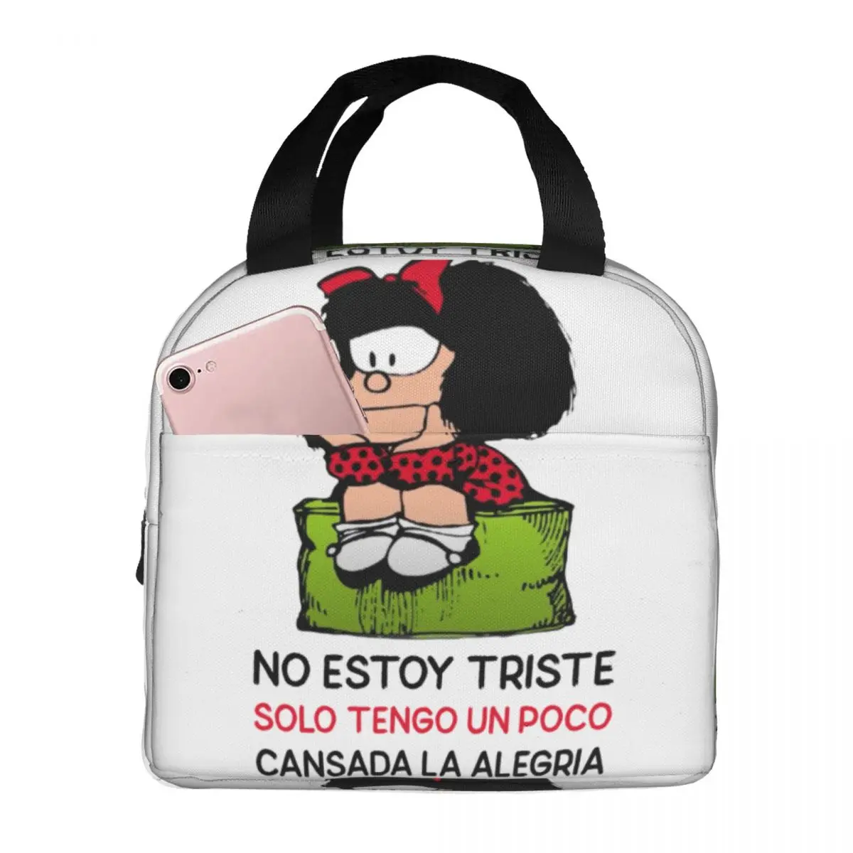 Mafalda Quino Comics Lunch Bag Women Warm Cooler Insulated Lunch Boxes for Office