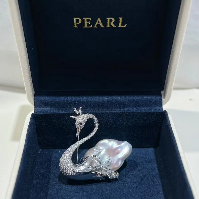 

SGARIT Special Design Elegant Pearl Jewelry S925 Baroque Freshwater Colorful Pearl White Swan Pin Jewellery for Occasion