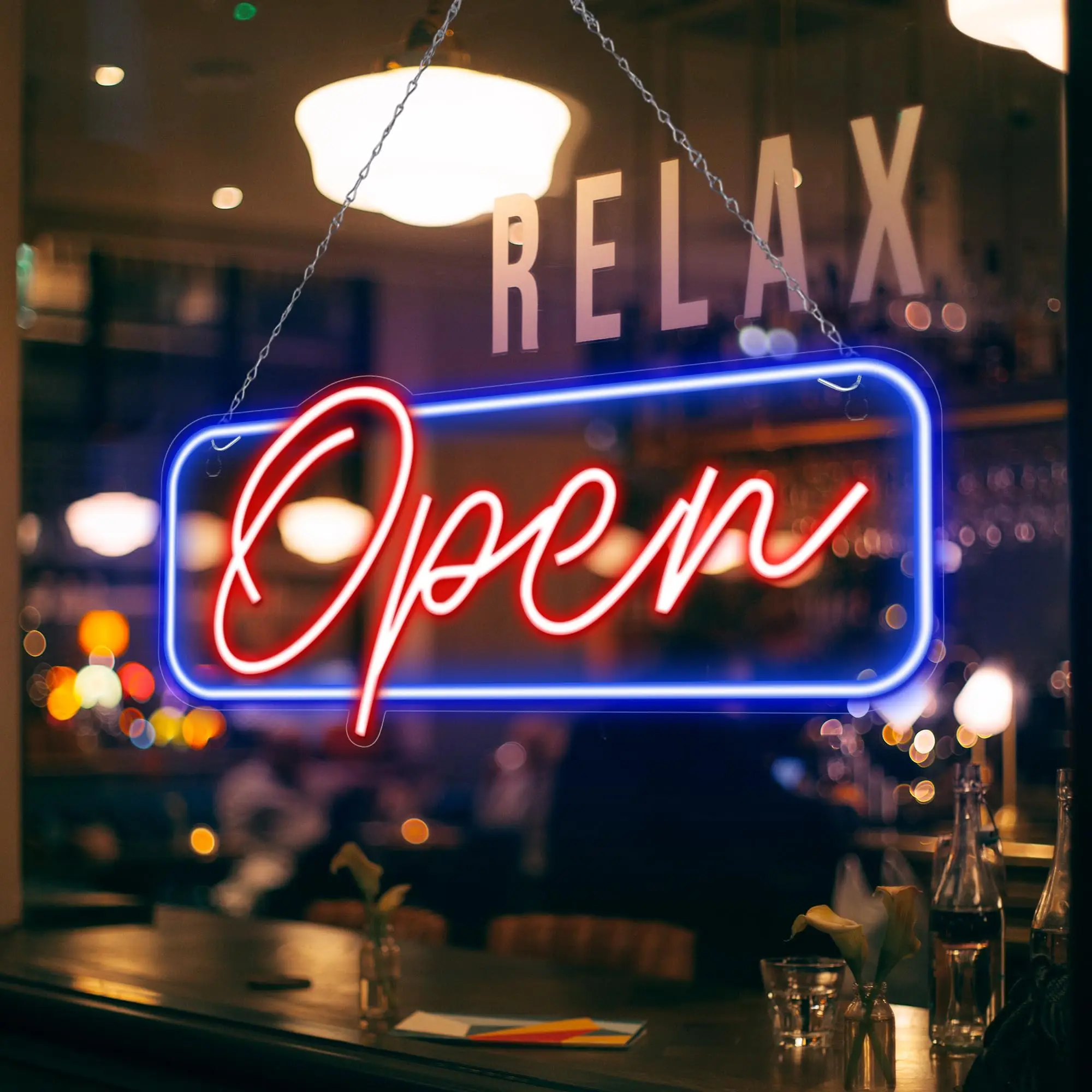 Open Neon Sign Business Sign LED Night Light Hanging Window Shop Cafe Bar Restaurant Decoration Personalized Night Lamp