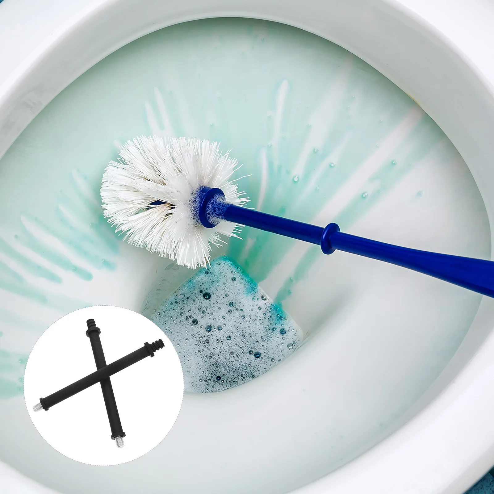 

2pcs Handle Replacement Long Pole Attachments For Toilet Bowl Durable Plastic Iron Stem Scrub Brush Parts Handle Bathroom Rv