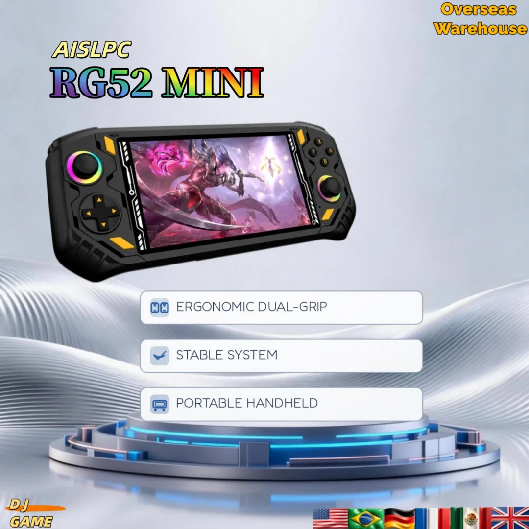 AISLPC RG52 Retro Handheld Game Console, 5.5 Inch IPS Screen, RK3562 Dual System, 2.4G WiFi, 22000+ Games, Pocket Video Player