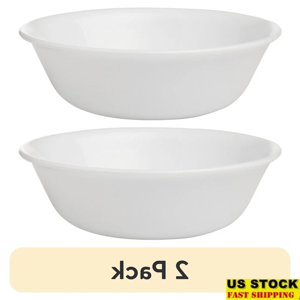 2 Pack 10 Ounce Round Dessert Bowls Break Resistant Vitrelle Glass Dishwasher Microwave Safe Compact Stackable Kitchen Dining