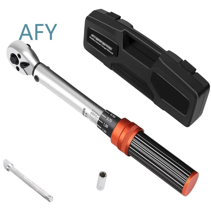 Torque Wrench Set for Bicycle 5-25Nm Metric Steel 1/4 Inch Drive Dual Direction 72 Tooth Click Adjustable for Road Bike MTB