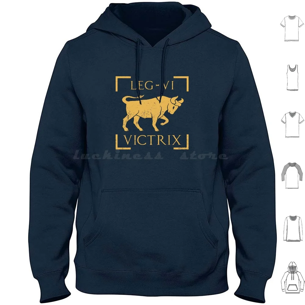 Legio Vi Victrix Bull Emblem Roman Legion Hoodie Cotton Long Sleeve Vexillum Roma Ancient Roman Roman Empire Roma Invicta