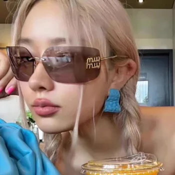 Kammpt retro sem aro design tons de luxo metal feminino óculos de sol decoração alta qualidade óculos de sol para viajar caminhadas