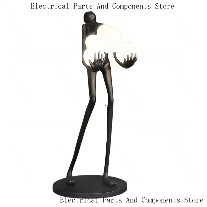 Nordic Humanoid Sculpture Floor Long Arm Ball Design Exhibition Hall Ornament Living Room Sofa Modeling Lamp