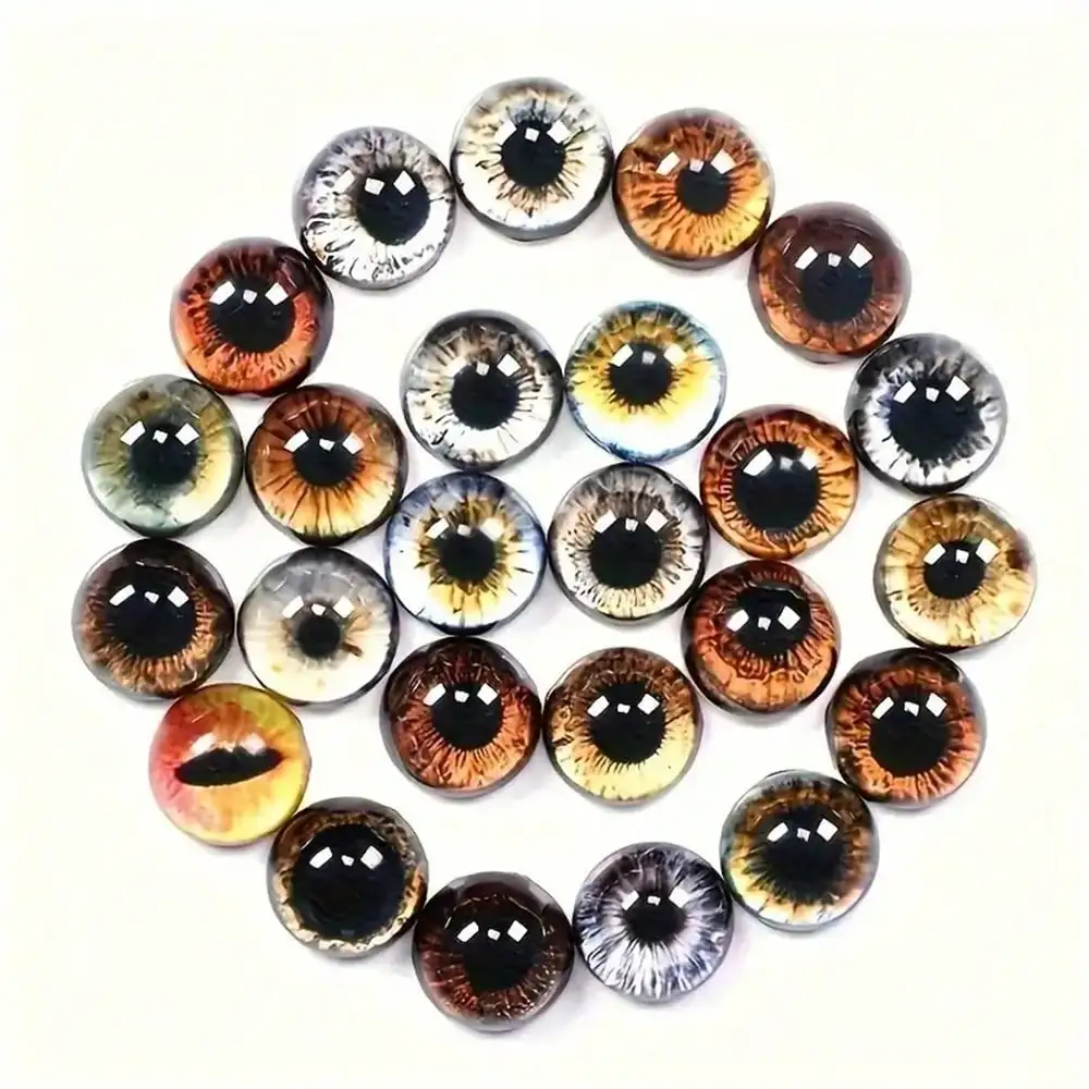 Mixed Size Random Colored Glass Eye Combination Patch for Making Plush Toy Doll Eyes, Wholesale Circular Glass Cabochon Patch