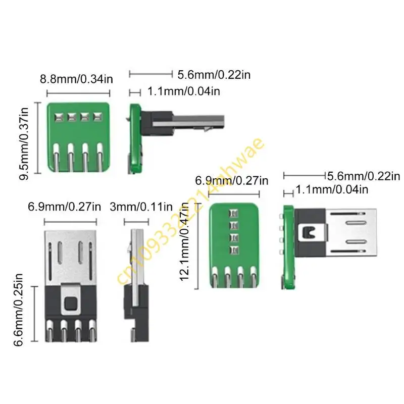 USB 4Pin/Type C 5pin PCB Mount Socket Connector Port Port 90 Dereger Sudut Kanan