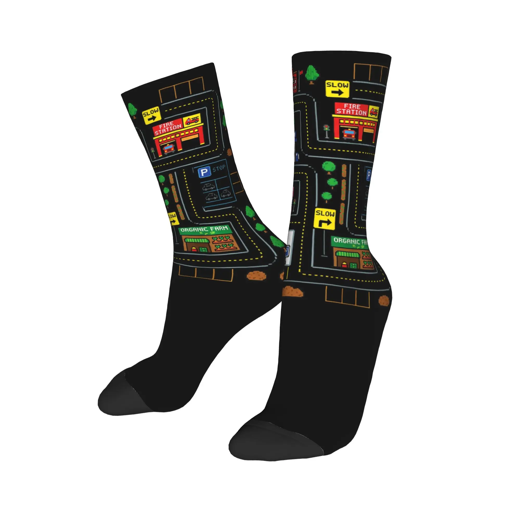 Retro Tired Dads Club Car Race Track On Dad Basketball Socks  Polyester Middle Tube Socks for Unisex Breathable