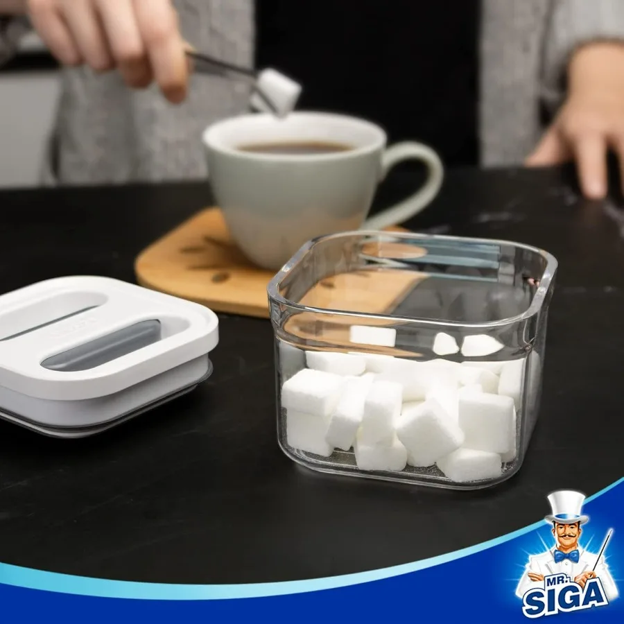 MR.SIGA 8 قطع محكم الغذاء تخزين الحاويات مجموعة BPA الحرة مخزن المطبخ منظمة علب بيد واحدة محكم البلاستيك C