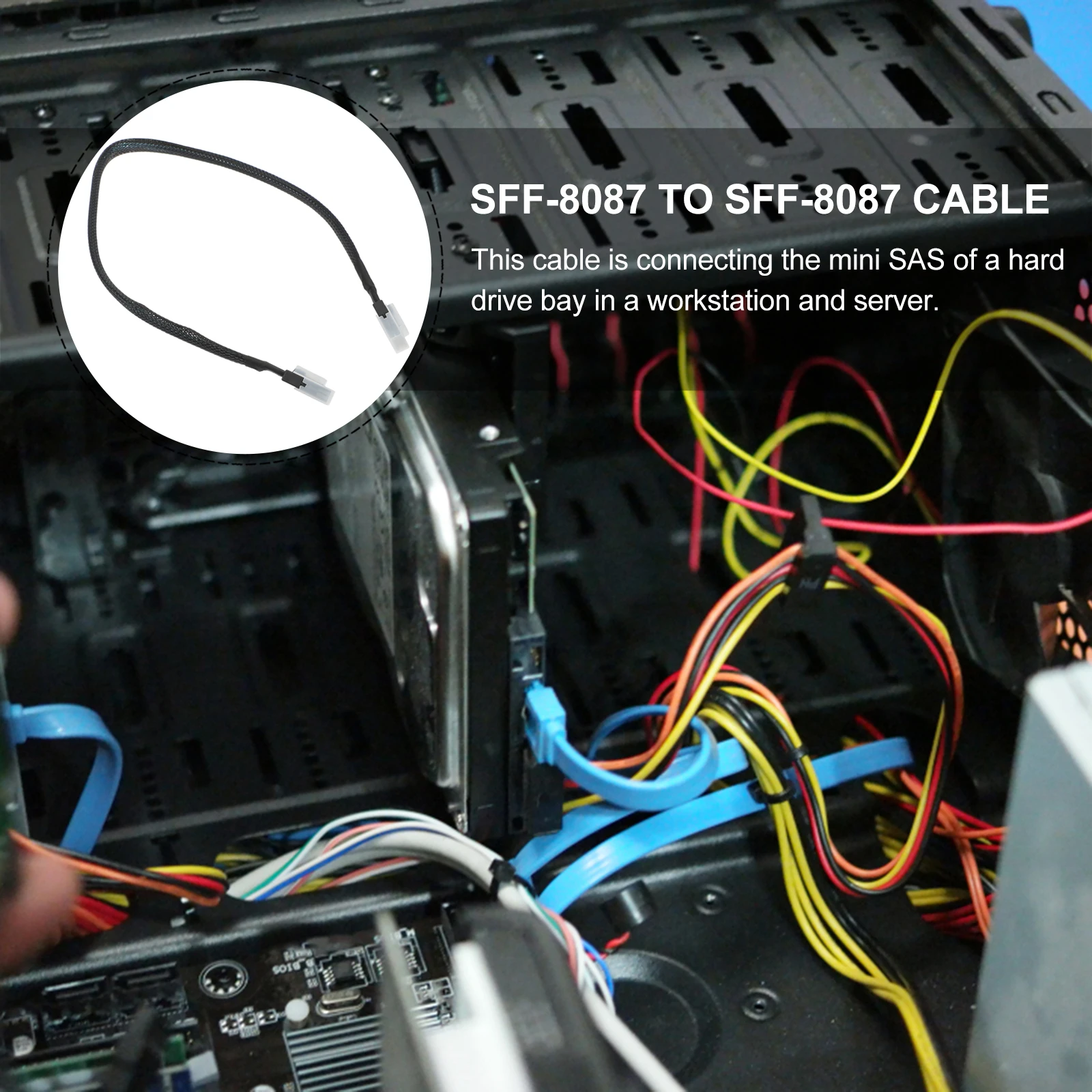 

High Speed 36 Pin Mini Sas Cable 0.5M Internal Server Accessory Data Transmission Cord For Hard Drive Bay Sff-8087 Connection