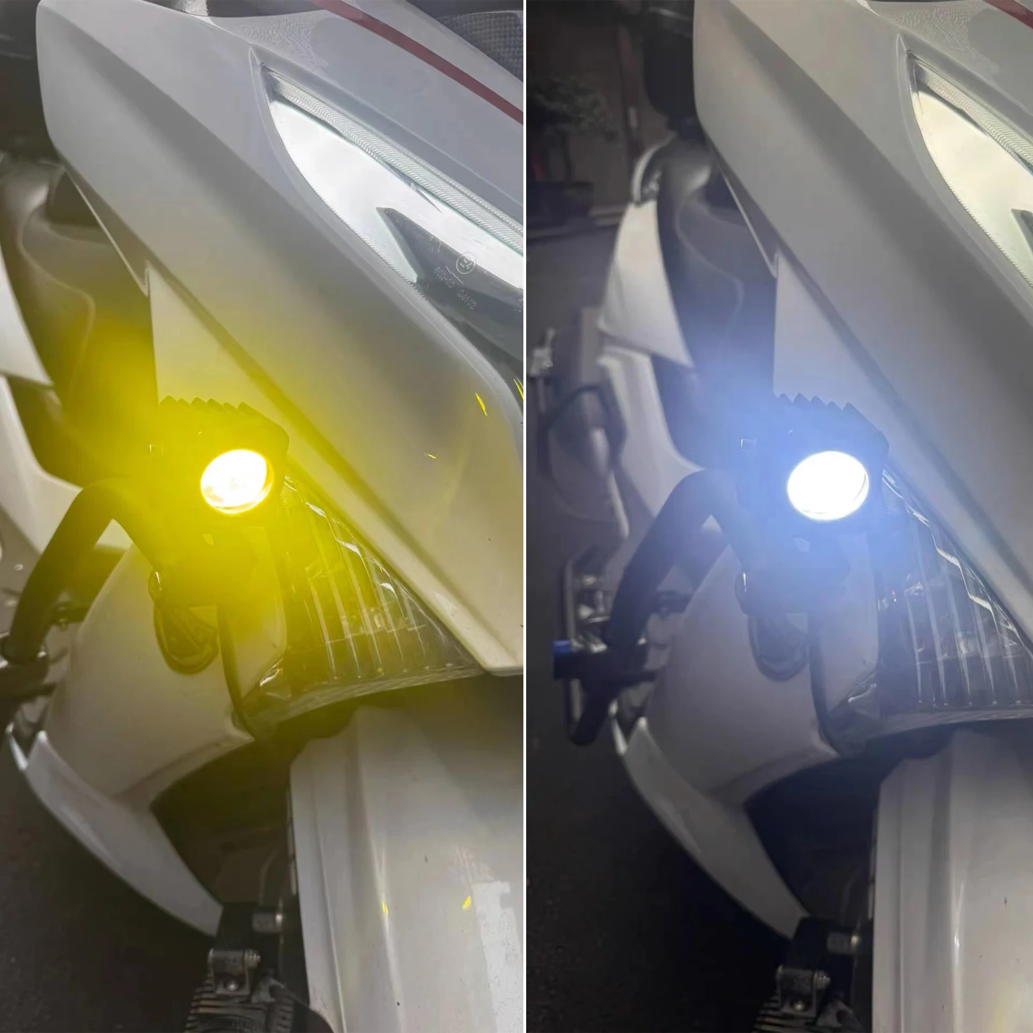2Inch Motorcycle Mini Driving Work Light Dual Color High Low Beam Headlight Auxiliary Fog Light For Offroad Trucks Boat Bicycle
