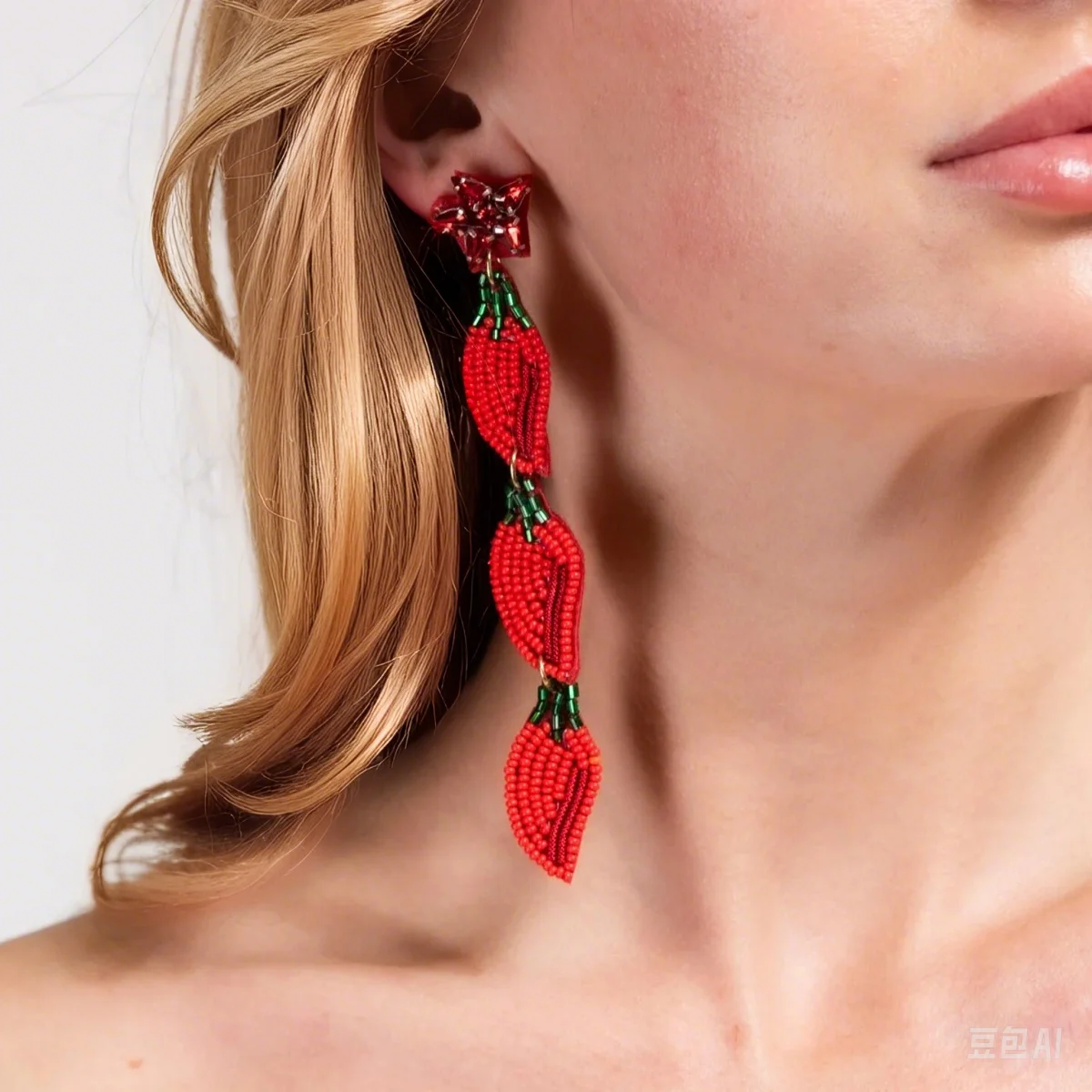 

2025 New Fashion Red Color Rice Beads Chili Dangle Earrings For Women Handmade High Qualiry Retro Vacation Jewelry Gift For Girl