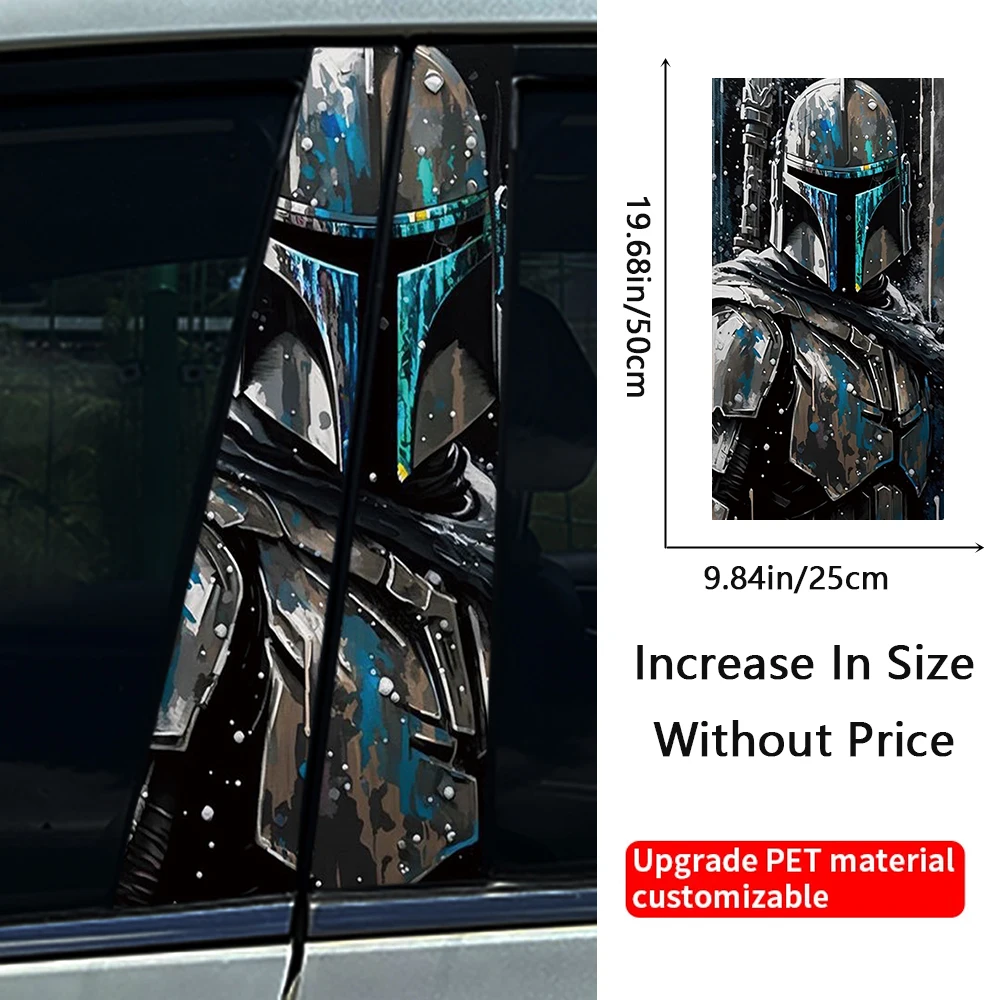 Graffiti Anime Mandalorian Yoda Car B Pillar Sticker Waterproof Center Column Cover Scratches Sunscreen Car Accessories