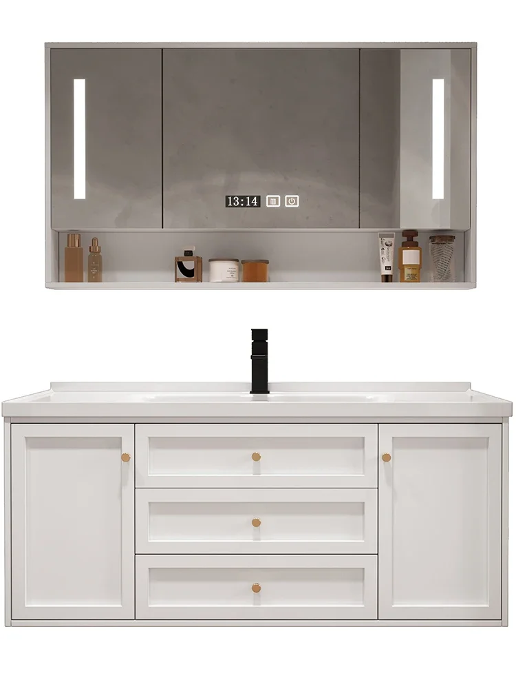 

z New Design Bathroom PVC With Environmental Paint Custom Size Wall Hung Cabinet Vanity With Mirror And Ceramic Basin