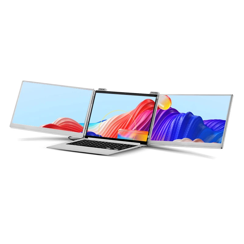 Fotografia 3: Monitor portátil extensor de tela de 14 polegadas e 15,6 polegadas Full HD IPS, multi-tela, triplo, widescreen, USB tipo C para uso empresarial.