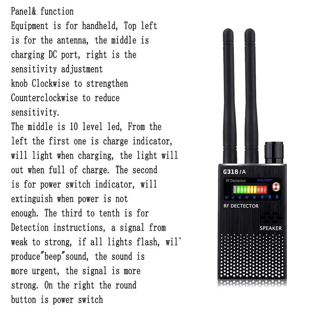 Imagem -04 - Antenas Profissional Radio Frequency Detection Device Gsm Gps rf Signal Detector Anti Escutas Telefônicas Câmera sem Fio Detecta Hot