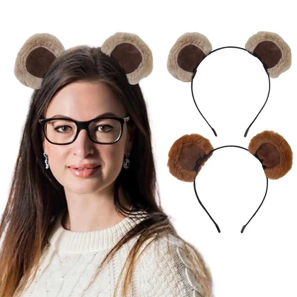 Повязка на голову с ушками, плюшевая повязка на голову с медвежьими ушками, эластичный дизайн, головной убор с изображением животных, аксессуар для макияжа, повязка на голову с ушками бурундука