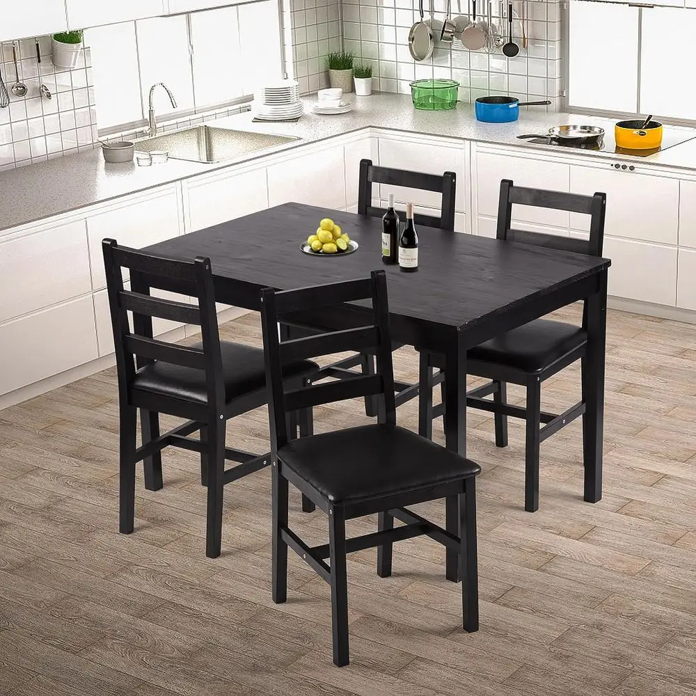 Ristorante Modern Dark Brown Wooden 5-piece Dining Set: Rectangular Table