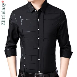 2022 Brand Casual Plaid Luxury Plus Size Long Sleeve Slim Fit Men Shirt Spring Social Dress Shirts Mens Fashions Jersey 41607