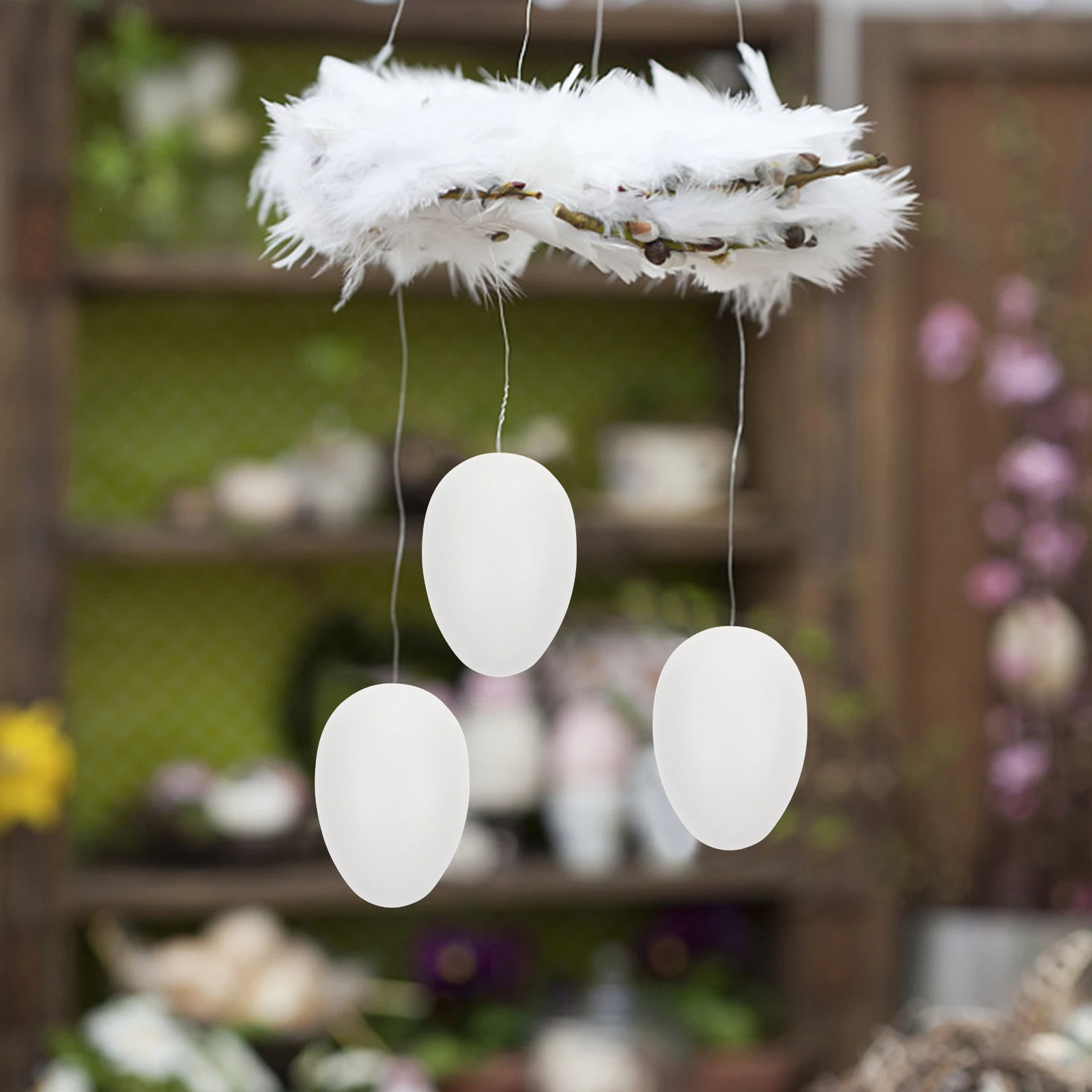 

50 Pcs DIY Decoration Hangingnaments Unpainted Plastic Eggs Easter Style Home Farmhouse Restaurant Decor Kids Craft Paintable