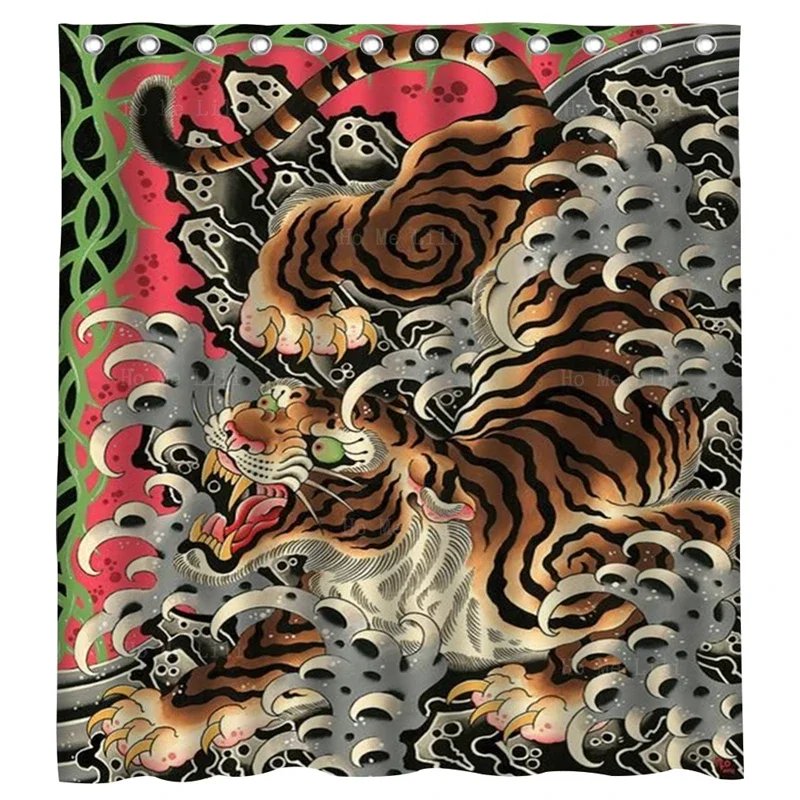 

Japanese Dragon The Power Of Ocean King Mythology Creatures Traditional Tiger Tattoo Shower Curtain By Ho Me Lili With Hook